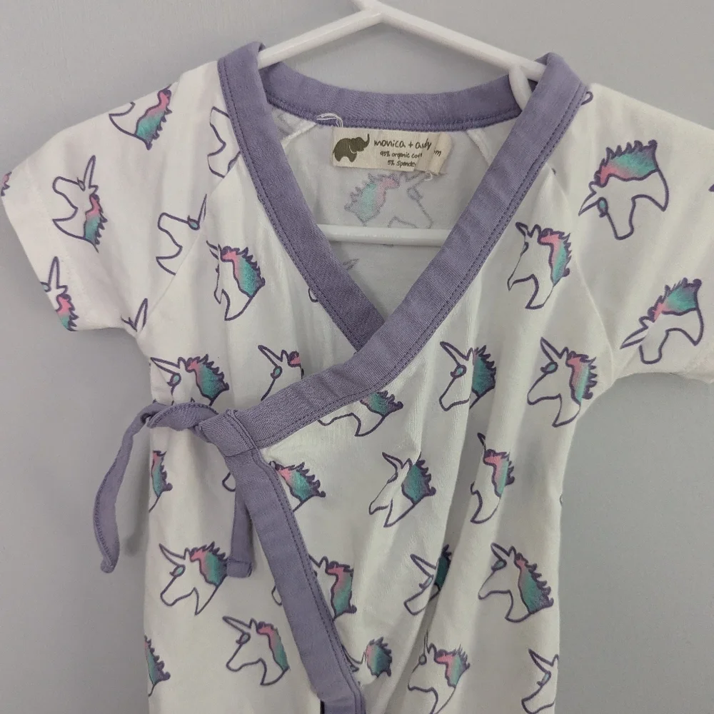 Girls Baby Monica & Andy Unicorn Rainbow Kimono One Piece 3-6 Months